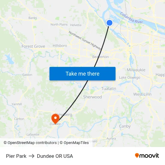 Pier Park to Dundee OR USA map