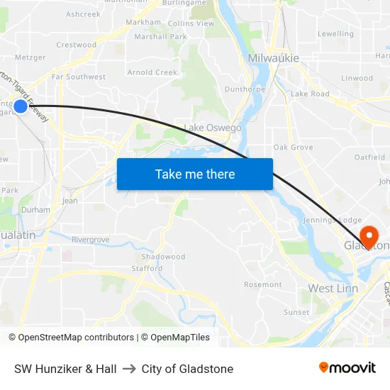 SW Hunziker & Hall to City of Gladstone map