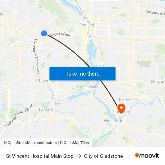 St Vincent Hospital Main Stop to City of Gladstone map