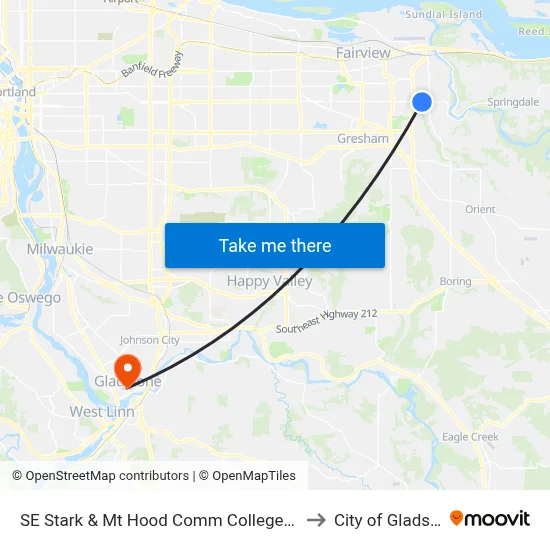 SE Stark & Mt Hood Comm College Entrance to City of Gladstone map
