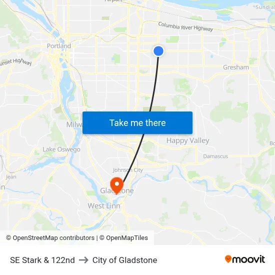 SE Stark & 122nd to City of Gladstone map