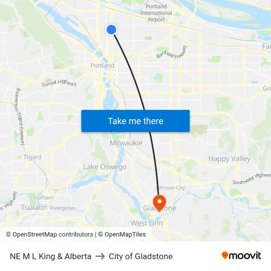 NE M L King & Alberta to City of Gladstone map