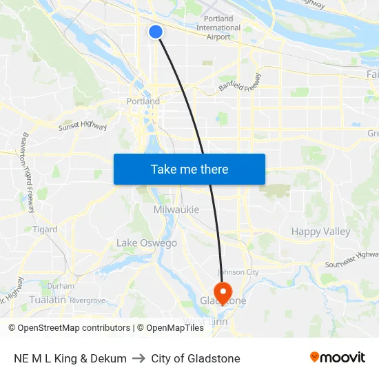 NE M L King & Dekum to City of Gladstone map