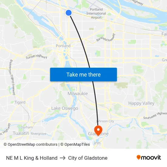 NE M L King & Holland to City of Gladstone map