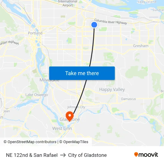 NE 122nd & San Rafael to City of Gladstone map