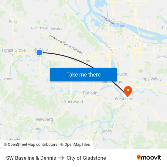 SW Baseline & Dennis to City of Gladstone map