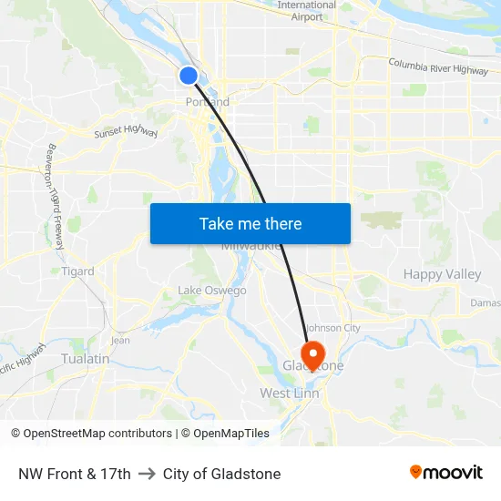 NW Front & 17th to City of Gladstone map