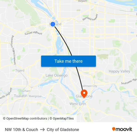 NW 10th & Couch to City of Gladstone map