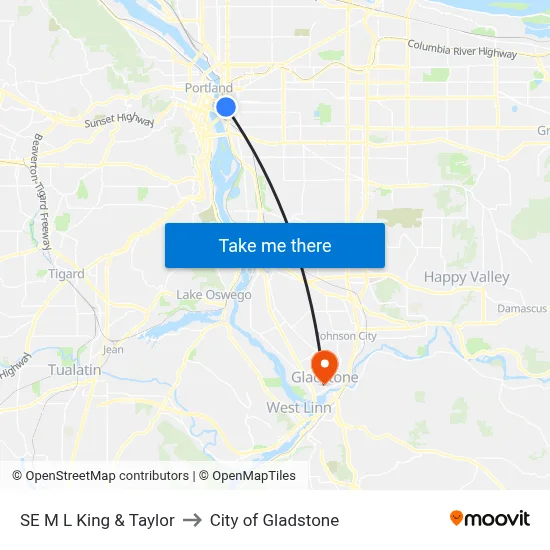 SE M L King & Taylor to City of Gladstone map
