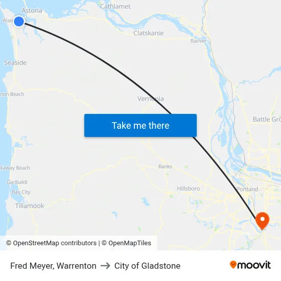 Fred Meyer, Warrenton to City of Gladstone map