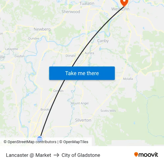 Lancaster @ Market to City of Gladstone map