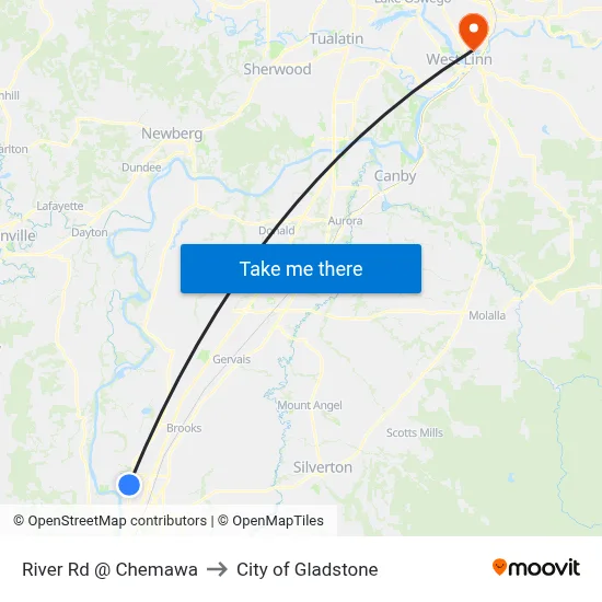 River Rd @ Chemawa to City of Gladstone map