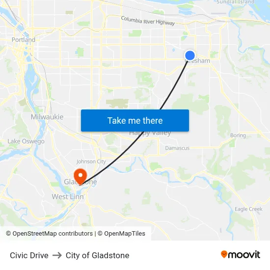Civic Drive to City of Gladstone map