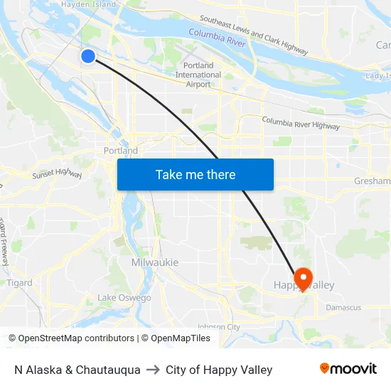 N Alaska & Chautauqua to City of Happy Valley map