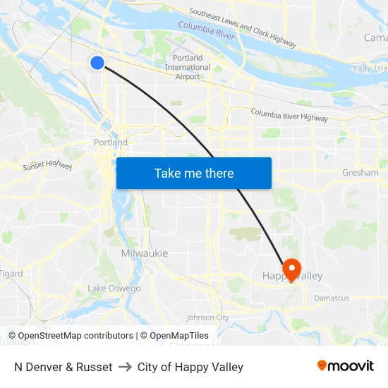 N Denver & Russet to City of Happy Valley map