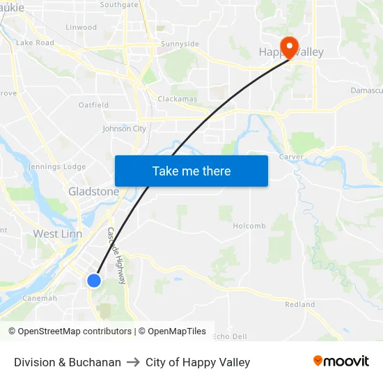 Division & Buchanan to City of Happy Valley map