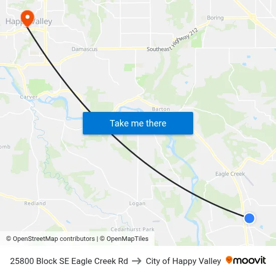 25800 Block SE Eagle Creek Rd to City of Happy Valley map