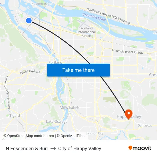 N Fessenden & Burr to City of Happy Valley map