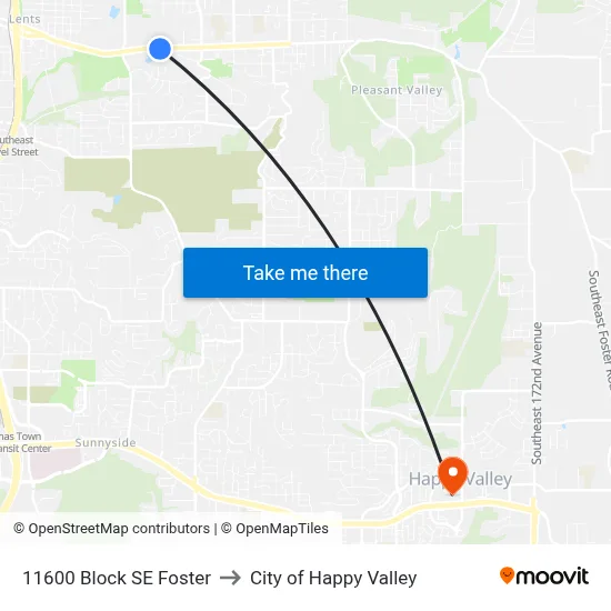 11600 Block SE Foster to City of Happy Valley map