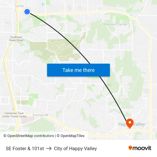 SE Foster & 101st to City of Happy Valley map