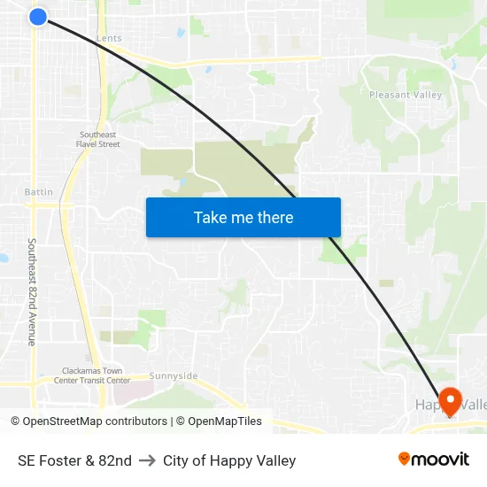 SE Foster & 82nd to City of Happy Valley map