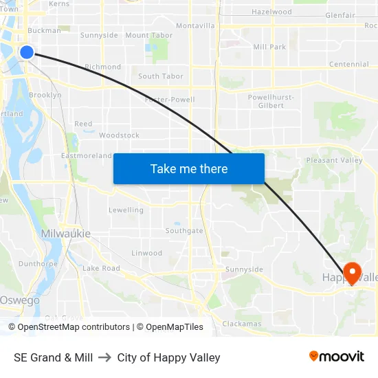 SE Grand & Mill to City of Happy Valley map