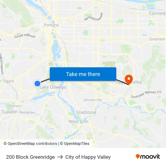 200 Block Greenridge to City of Happy Valley map