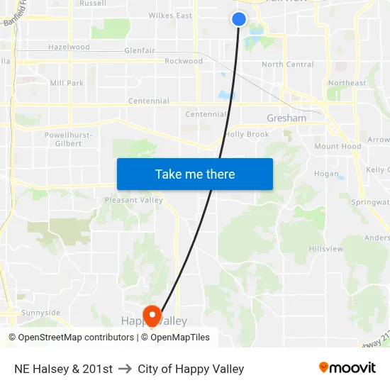 NE Halsey & 201st to City of Happy Valley map