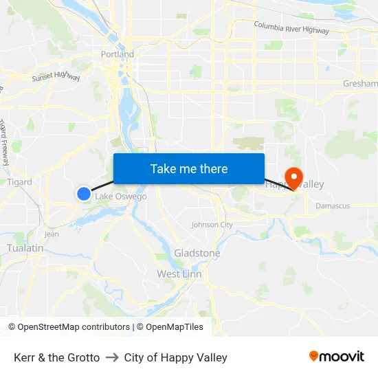 Kerr & the Grotto to City of Happy Valley map