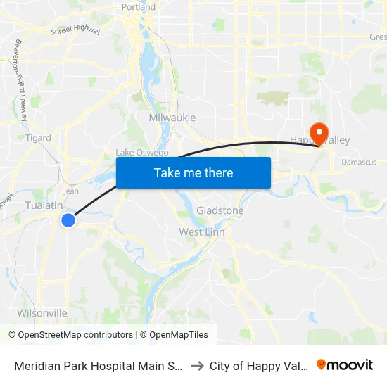 Meridian Park Hospital Main Stop to City of Happy Valley map