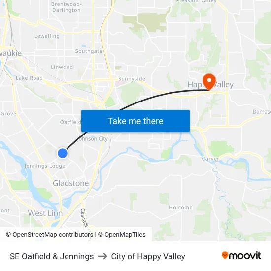 SE Oatfield & Jennings to City of Happy Valley map