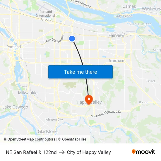 NE San Rafael & 122nd to City of Happy Valley map