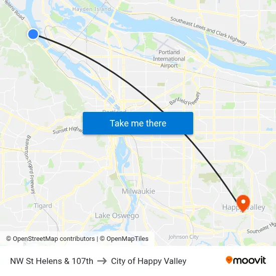 NW St Helens & 107th to City of Happy Valley map