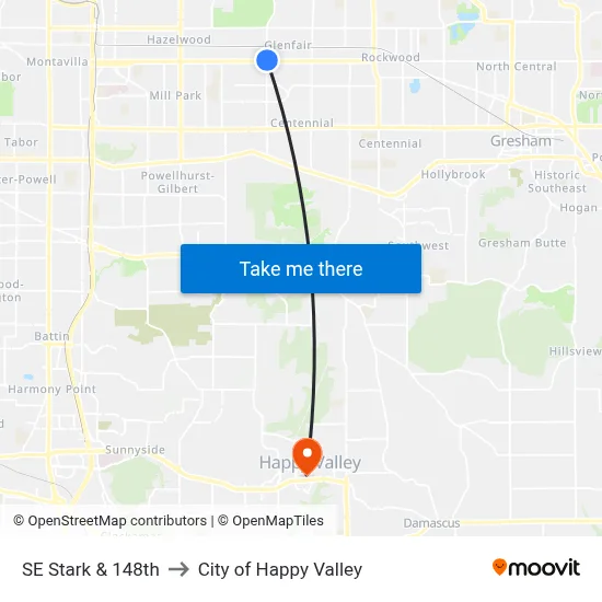 SE Stark & 148th to City of Happy Valley map