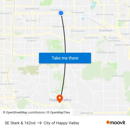 SE Stark & 162nd to City of Happy Valley map