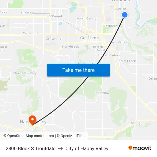 2800 Block S Troutdale to City of Happy Valley map