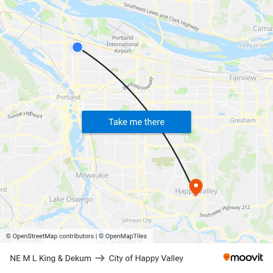 NE M L King & Dekum to City of Happy Valley map
