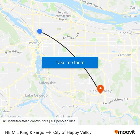 NE M L King & Fargo to City of Happy Valley map