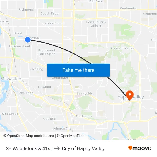 SE Woodstock & 41st to City of Happy Valley map