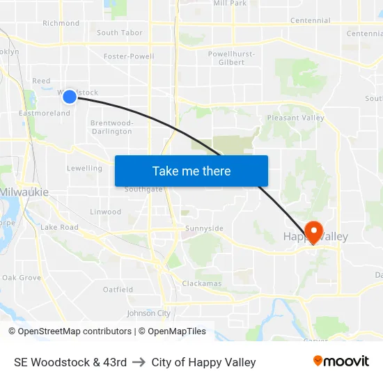 SE Woodstock & 43rd to City of Happy Valley map