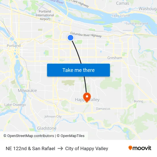 NE 122nd & San Rafael to City of Happy Valley map