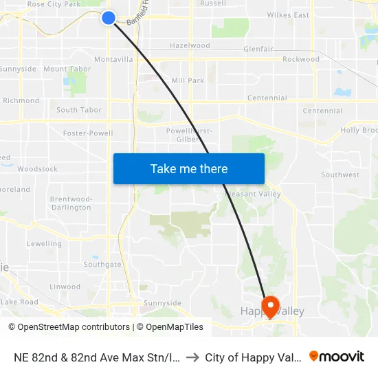 NE 82nd & 82nd Ave Max Stn/I-84 to City of Happy Valley map
