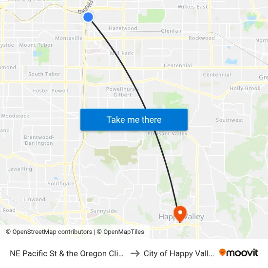 NE Pacific St & the Oregon Clinic to City of Happy Valley map