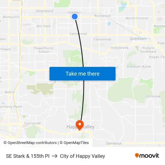 SE Stark & 155th Pl to City of Happy Valley map
