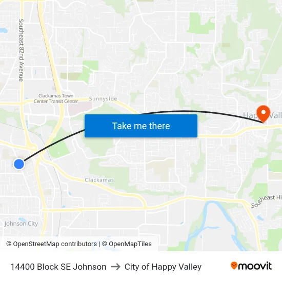14400 Block SE Johnson to City of Happy Valley map