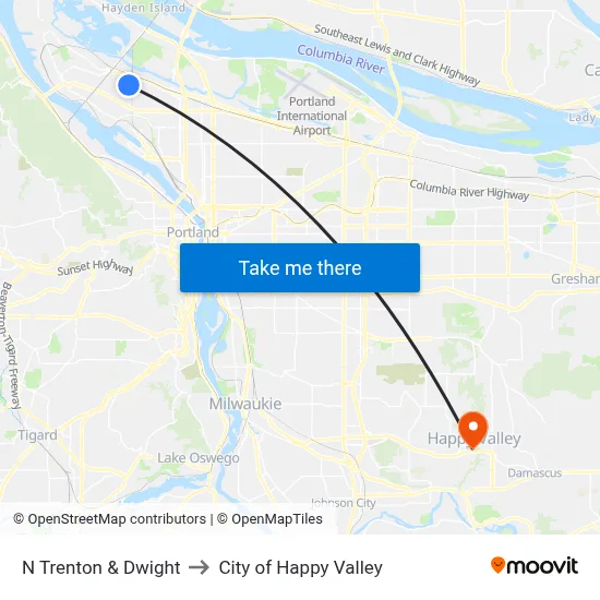 N Trenton & Dwight to City of Happy Valley map