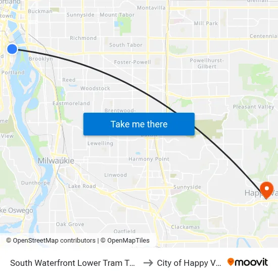 South Waterfront Lower Tram Terminal to City of Happy Valley map