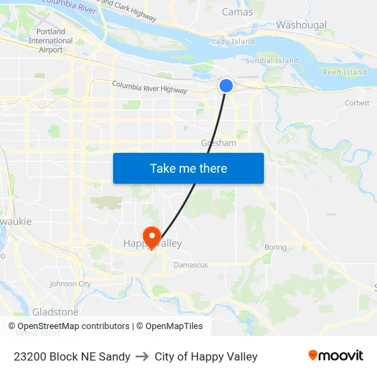 23200 Block NE Sandy to City of Happy Valley map