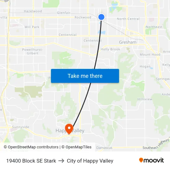 19400 Block SE Stark to City of Happy Valley map