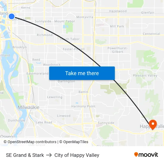 SE Grand & Stark to City of Happy Valley map